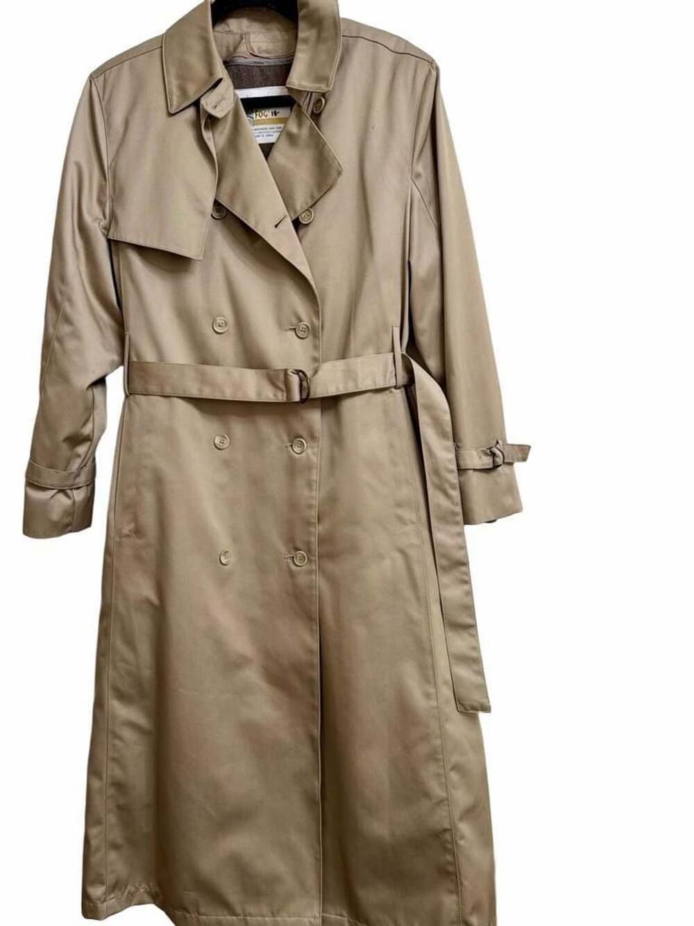 London Fog Trench Coat Size 14 Reg Beige Belted Removable Liner